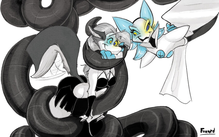 animals_only coils deltarune femdom femsub foxard furry helluva_boss kaa_eyes loona_(helluva_boss) spiral_eyes tasque_manager wolf_girl