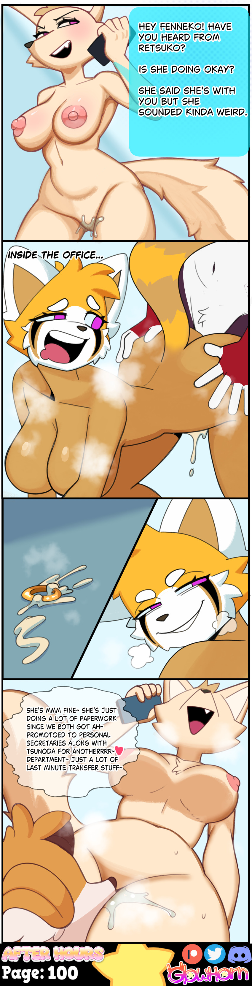 absurdres aggretsuko artifact_the_fox ass ass_grab breasts cheating comic corruption cum cum_in_pussy cunnilingus deer_girl dialogue doggy_style evil_smile eyeshadow femdom femsub fenneko_(aggretsuko) fox_boy fox_girl from_behind furry glowhorn hand_on_hip horns jewelry looking_back magic makeup maledom mascara navel netorare nipples office open_mouth oral original phone pink_eyes pussy red_panda_girl retsuko_(aggretsuko) ring sanrio sex sharp_teeth shiny_skin shortstack smile smirk smug steam tail text tsunoda_(aggretsuko) vaginal wedding_ring