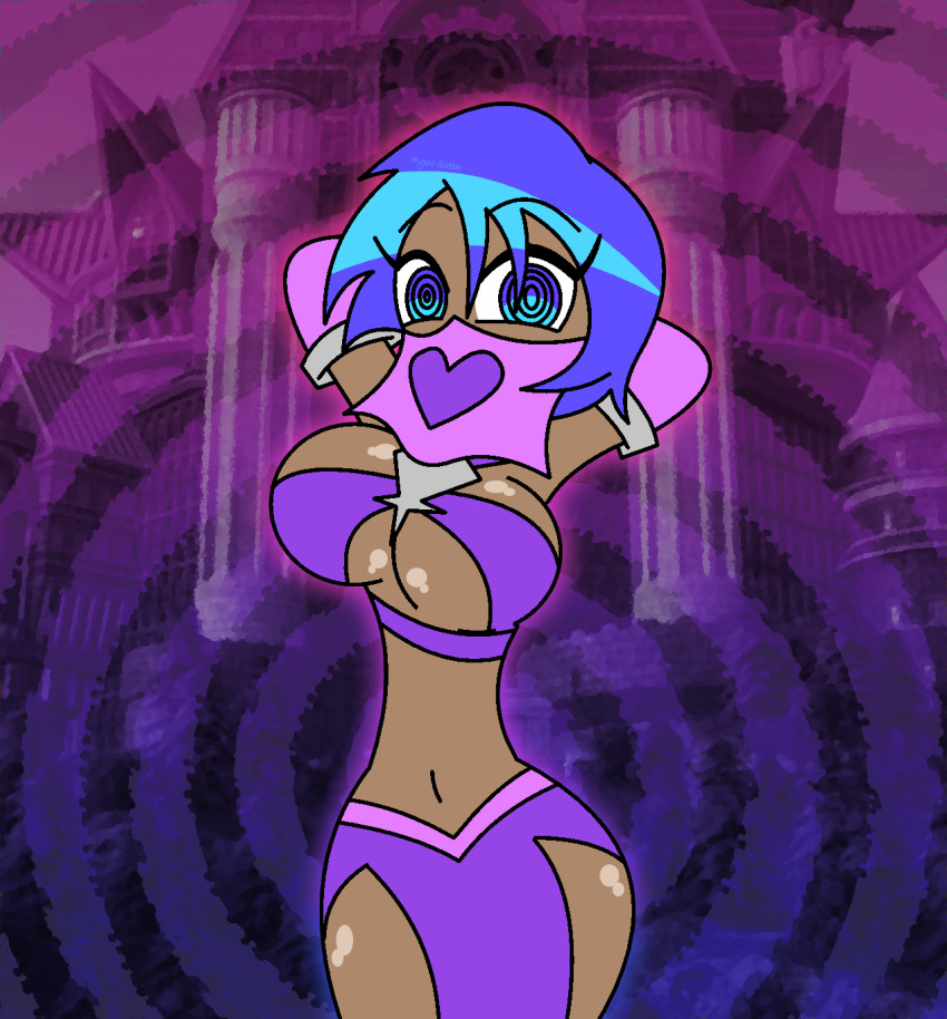 alternate_costume ambiguous_pov aqua_(kingdom_hearts) arm_warmers arms_above_head blue_eyes blue_hair dancer dancing dark_skin disney eyebrows_visible_through_hair eyelashes femdom harem_outfit heart hypnoscream hypnotic_dance kingdom_hearts kingdom_hearts_birth_by_sleep large_breasts large_hips loincloth midriff navel no_panties pov_sub pride_colors ring_background ring_eyes shiny_hair shiny_skin sideboob solo square_enix story underboob veil