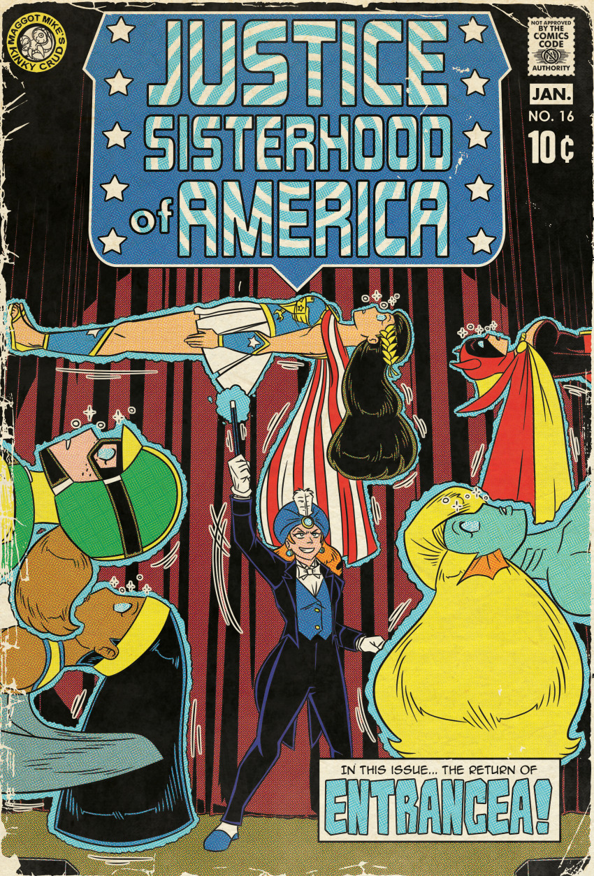 black_hair blonde_hair brown_hair cape catalepsy columbia_(maggotmike) female_only femdom femsub fish_girl floating horns long_hair mach_turtle_(maggot_mike) maggotmike magic magician mermaiden_(maggot_mike) open_mouth orange_hair original ponytail red_hair she-devil_(maggot_mike) spiralwash_eyes stage_hypnosis text turban winged_woman_(maggot_mike) wings