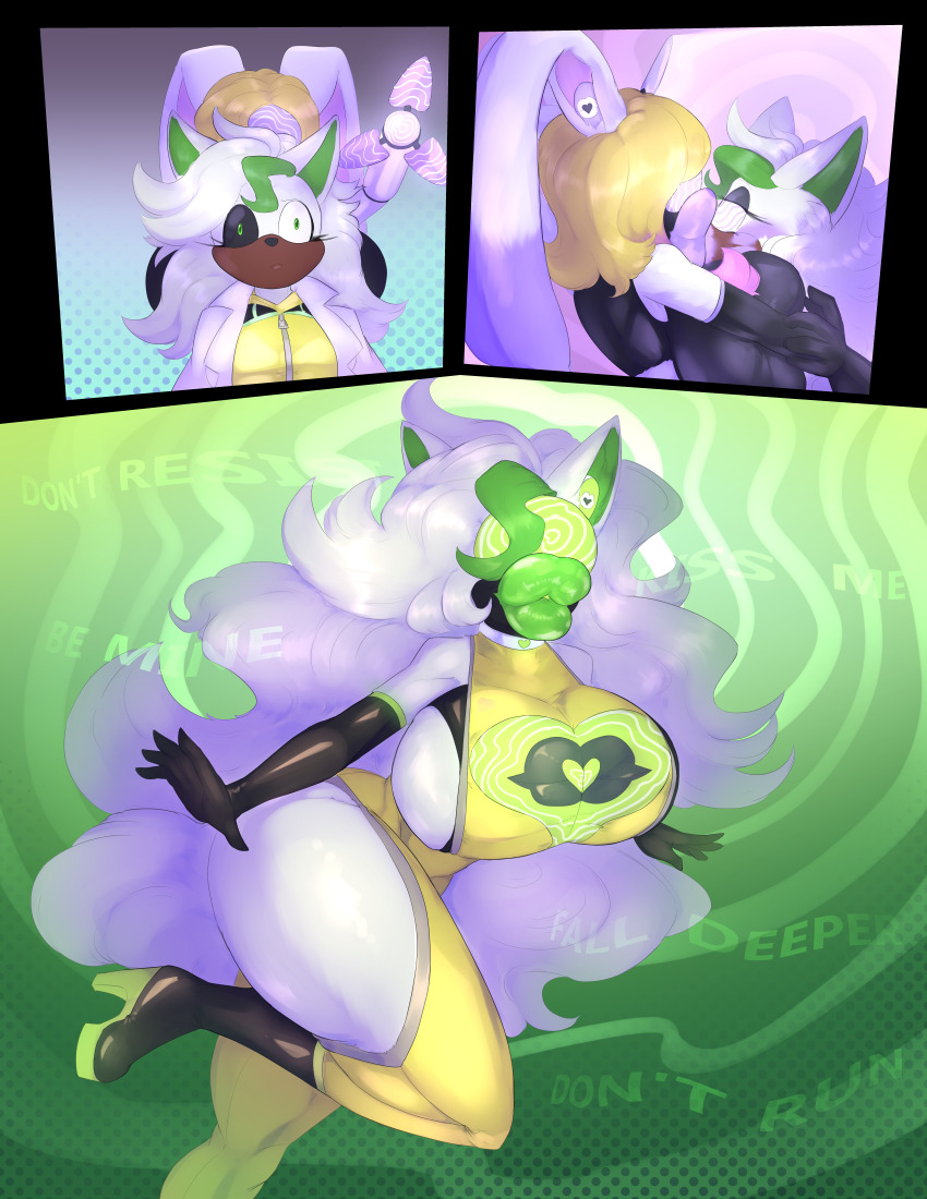 ahegao altered_common_sense alternate_costume animal_ears bikini bottomless brain_drain breasts bunny_girl clothed clothed_exposure collar comic drone dronification female_only femsub furry gloves happy_trance huge_breasts hypnotized_hypnotist lip_expansion lipstick looking_at_viewer open_mouth original rubber sauce-guy smile sonic_the_hedgehog_(series) spiral_eyes symbol_in_eyes tech_control tera_ward_(missstormwarden) toxin visor