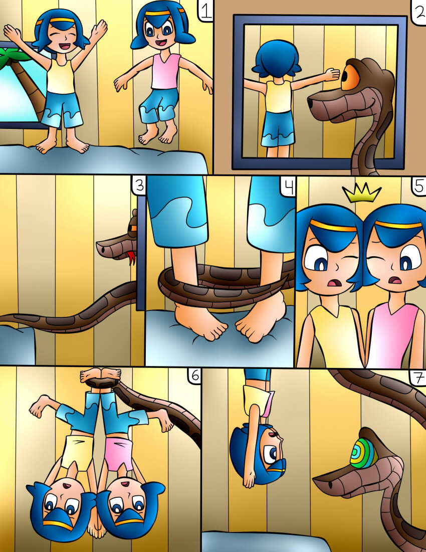 blue_hair comic disney harper_(pokemon) jerrydestrtoyer kaa kaa_eyes loli nintendo pokemon sarah_(pokemon) snake the_jungle_book vore