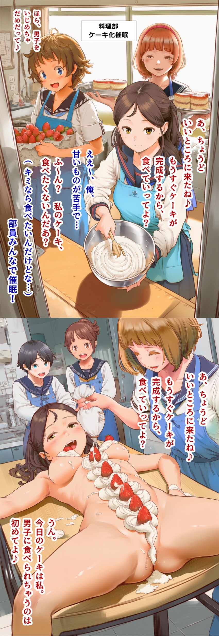 ai_art altered_perception before_and_after comic femsub japanese_text kuraki maledom mass_hypnosis student