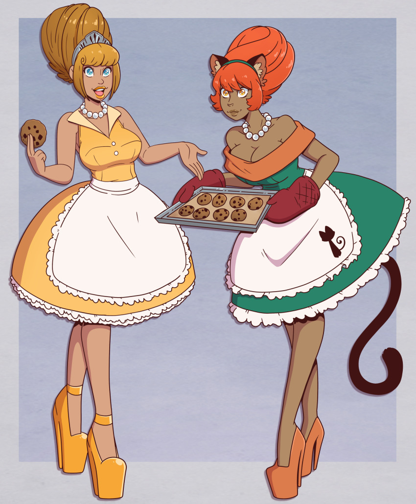 apron blonde_hair cat_girl dress feminization femsub high_heels red_hair stepfordization wrenzephyr2