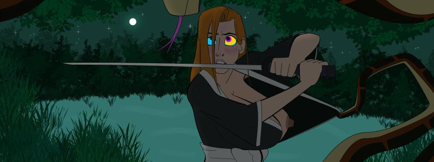 bleach breasts cleavage coils colorrings confused disney jungle kaa kaa_eyes night nipples rangiku_matsumoto smile snake tail the_jungle_book