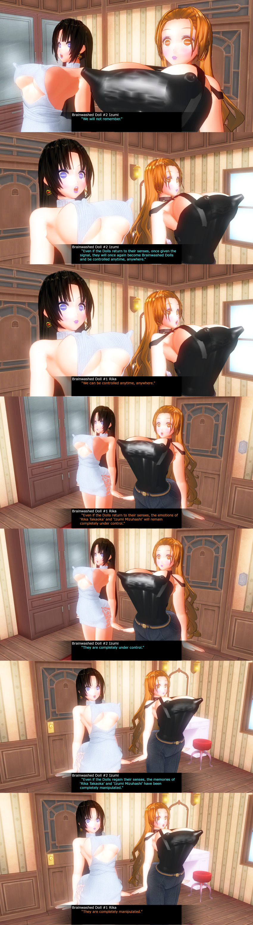 3d absurdres black_hair brown_hair custom_maid_3d_2 female_only femsub hard_translated huge_breasts izumi_(made_to_order) kamen_writer_mc long_hair multiple_girls multiple_subs rika_(made_to_order) sequence translated