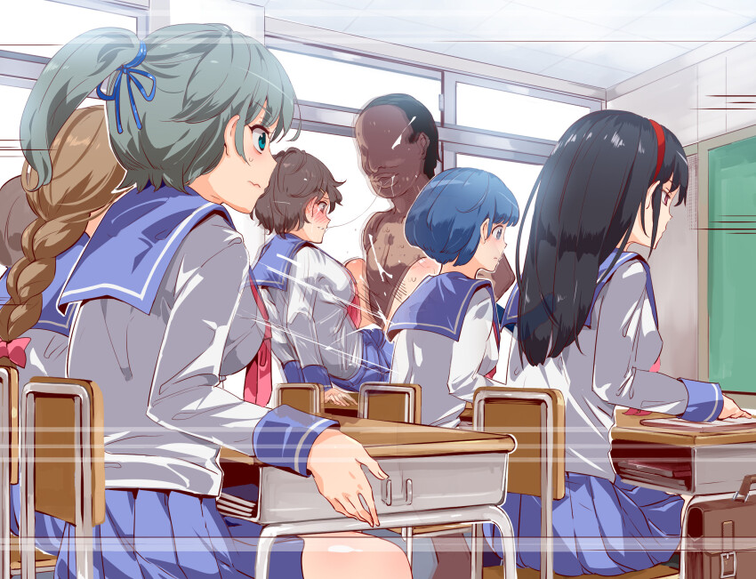 altered_common_sense ami_(ero-note) black_hair blackboard blue_eyes blue_hair blush brown_eyes brown_hair classroom comic drool embarrassed ero-note expressionless femsub kurogawa_(ero-note) large_breasts long_hair maledom multiple_girls multiple_subs nyuu_(manekin-eko) rape red_eyes ribbon_matsumoto sachi_(ero-note) short_hair skirt ugly_bastard