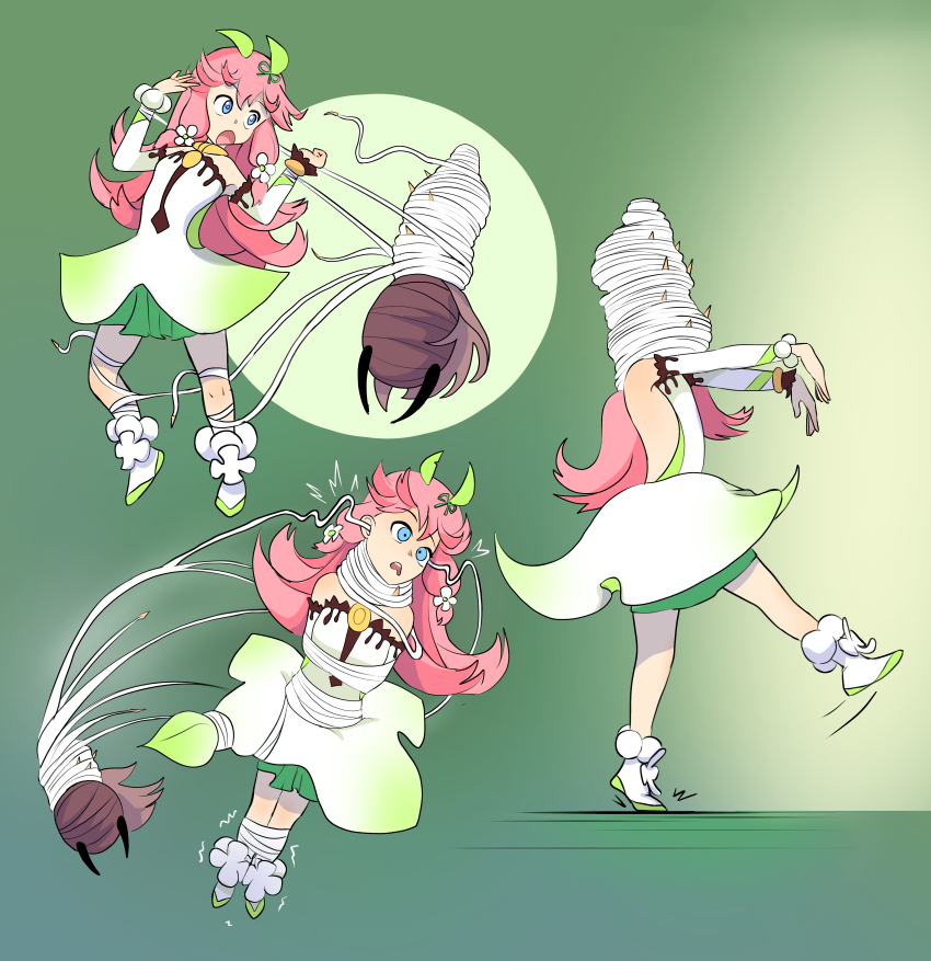 absurdres bare_legs blue_eyes bondage brain_injection breasts character_request coils cygames dragalia_lost dress drool fairy femsub glatu hollow_knight_(series) legs nintendo notte_(dragalia_lost) open_mouth pink_hair possession restrained shoes very_long_hair wings zombie_walk