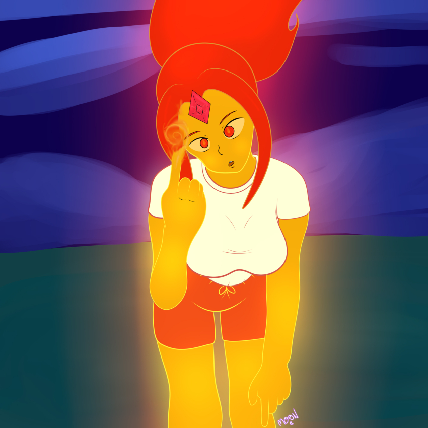 adventure_time femsub flame flame_princess glowing m00n_key princess red_hair self_hypnosis solo symbol_in_eyes