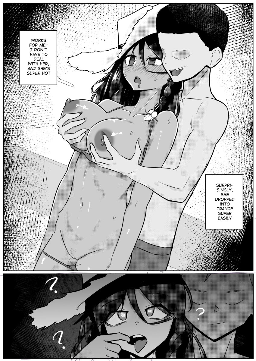 abs angry arbrebonk ass asymmetrical_eyelids bare_shoulders beach bikini bikini_top black_hair blush bottomless braid breast_grab breasts cleavage coin crossed_arms crossed_eyes cum cum_in_mouth dark_skin dazed drool empty_eyes expressionless fellatio femsub finger_in_mouth groping hat instant_loss large_ass large_breasts latina liz_(mind_and_magic) maledom mind_and_magic monochrome nipples open_mouth oral outdoors pendulum penis pussy spiral_eyes symbol_in_eyes text tongue tongue_out topless undressing