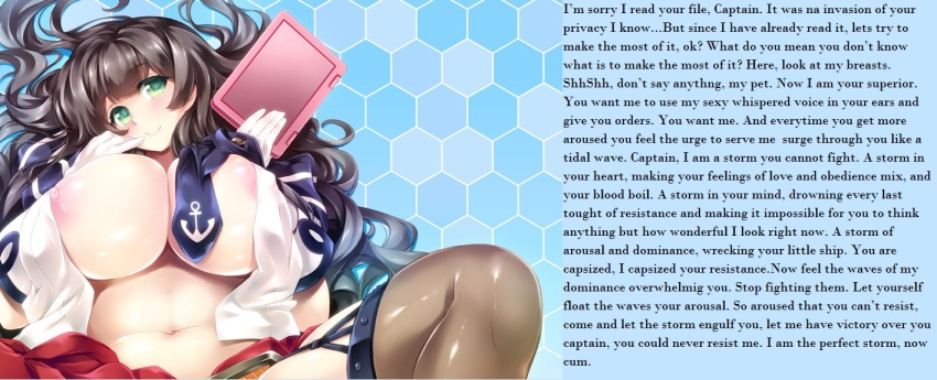 black_hair breasts caption caption_only femdom green_eyes hypsubject_(manipper) manip orgasm_command pov pov_sub text