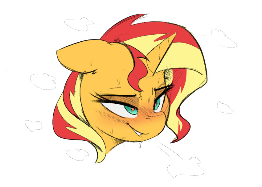 animals_only blush femsub heart_eyes my_little_pony story sunset_shimmer sweat tagme welost western white_background