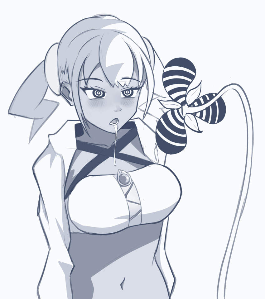 animated animated_gif blonde_hair canari_(pokemon) drool femsub glatu midriff multicolored_hair navel nintendo plant pokemon symbol_in_eyes