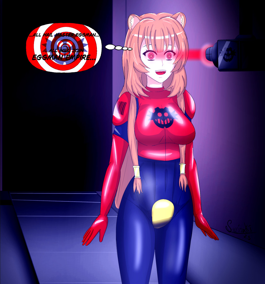 armor brown_hair crossover femsub happy_trance laser_pointer latex raccoon_girl raphtalia signature sonic_the_hedgehog_(series) surrisaki symbol_in_eyes tagme tech_control text the_rising_of_the_shield_hero