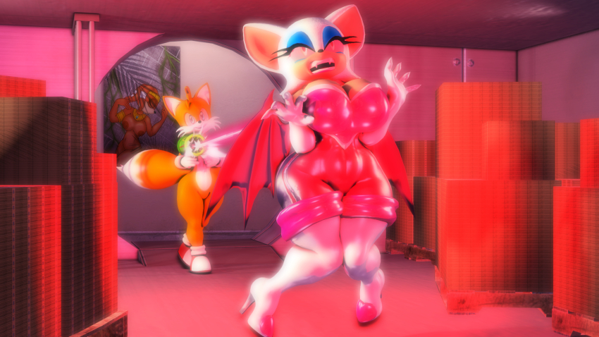 3d animal_ears bat_girl bat_wings breasts clothed corruption femsub fox_boy furry miles_tails_prower raygun rouge_the_bat sonic_the_hedgehog_(series) sonicthebitch tech_control