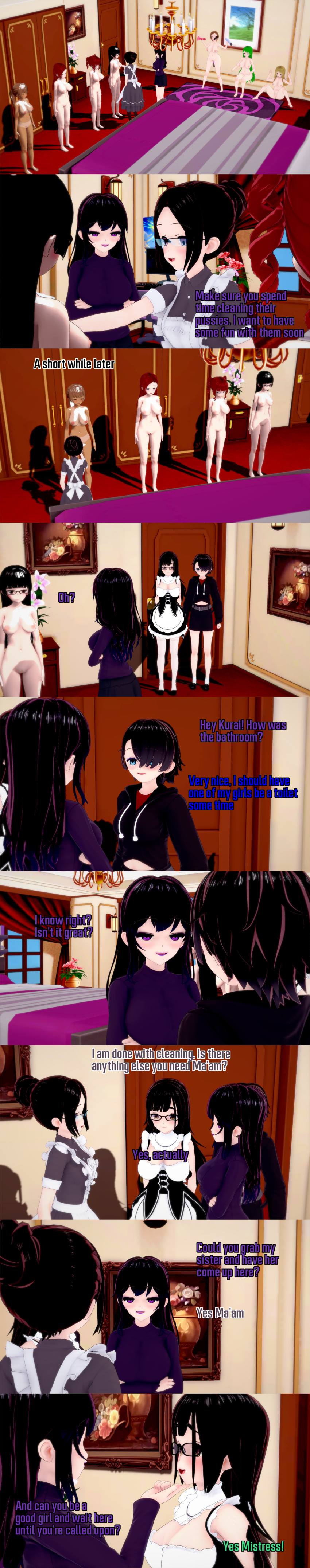 absurdres black_hair blonde_hair blue_eyes breasts brown_eyes brown_hair clothed dialogue double_v empty_eyes english_text expressionless female_only femdom femsub glasses green_eyes green_hair grey_eyes hair_covering_one_eye human_furniture jessica_(ophelia's_dollhouse) lila_(ophelia's_dollhouse) long_hair maid milf miss_anderson_(ophelia's_dollhouse) mother_and_daughter multiple_girls multiple_subs nipples nude nurse_whitney_(ophelia's_dollhouse) ophelia's_dollhouse ophelia_(ophelia's_dollhouse) purple_eyes pussy red_hair sex_toy short_hair statue text v virginia_westbrook_(ophelia's_dollhouse) witch_(mad_jacks) zenin1