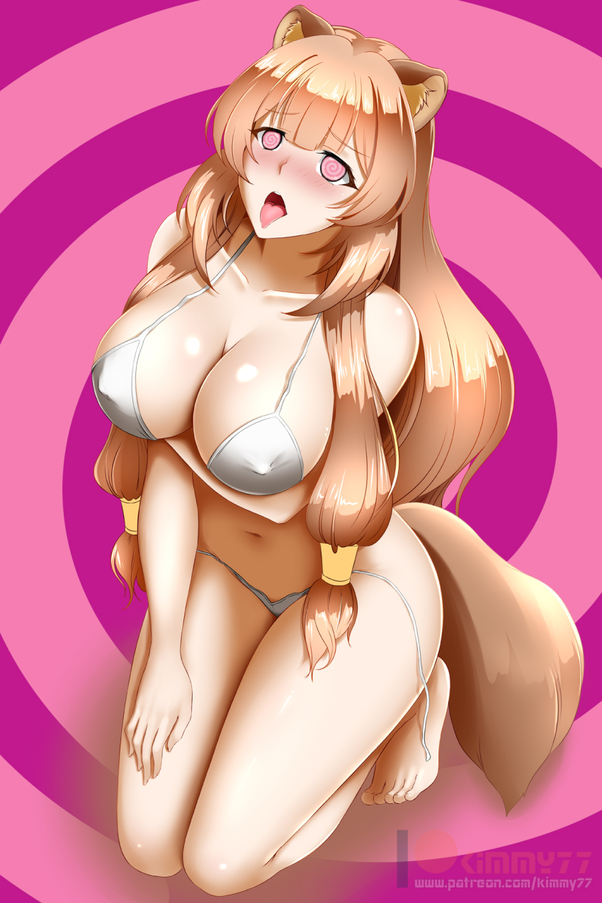 animal_ears bikini_bottom bikini_top blush breasts brown_hair cleavage clothed_exposure erect_nipples female_only femsub glowing glowing_eyes kimmy77 large_breasts long_hair looking_at_viewer manip micro_bikini misterman4_(manipper) open_mouth raphtalia spiral_eyes swimsuit symbol_in_eyes tagme tail tanuki_girl the_rising_of_the_shield_hero tongue tongue_out