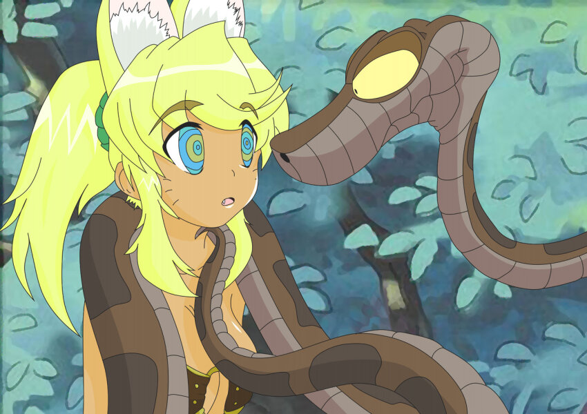 animal_ears blonde_hair breasts disney fangs female_only femsub hypnotic_eyes kaa kaa_eyes large_breasts liru long_hair magipoka renaissanceofchaos snake the_jungle_book