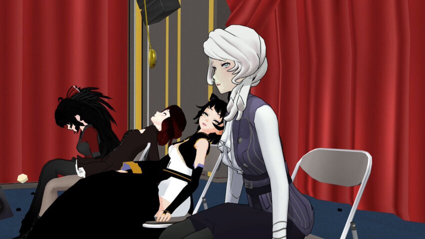 3d airmotor arm_warmers belt black_hair blue_eyes cat_ears cat_girl chair cleavage_cutout clothed dazed dress earrings eye_roll female_only femsub frills hair_ribbon jewelry kali_belladonna kimono milf mmd multicolored_hair multiple_girls multiple_subs open_mouth pantyhose pendulum pocket_watch ponytail raven_branwen red_hair rwby short_hair sitting skirt smile stage_hypnosis summer_rose thigh_boots traditional_hypnosis white_hair whitewash_eyes willow_schnee yellow_eyes