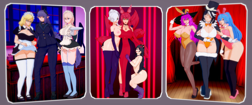 anno_(anno) black_hair bunny_ears bunny_girl bunnysuit ereme_(bobbette) female_only femdom femsub jasmine_(anno) jasmine_(nettleseeds) maid maid_headdress mina_morgan_(somebodyiusedtohypno) mind_and_magic mistress_velai_(darknessneon/penken) multiple_doms multiple_girls multiple_subs natasha_hinoa_(anno) original red_hair roxanne_(mind_and_magic) stage thehguy vala_(anno) veronica_nightingale_(majinsfw) white_hair