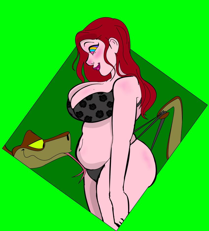 ass bra breasts chubby cleavage colorrings disney femsub forked_tongue happy_trance kaa kaa_eyes licking lipstick midriff navel red_hair smile smug snake the_jungle_book