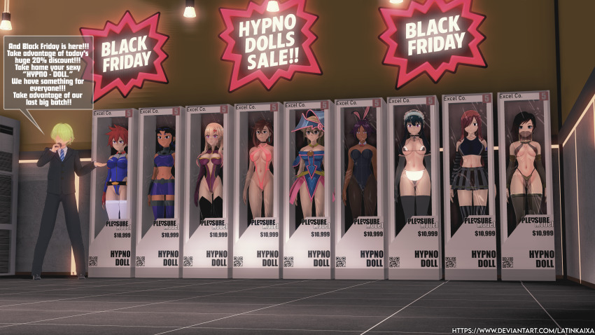 3d alexis_rhodes black_hair blackfire bleach blonde_hair brown_hair bunny_ears bunnysuit cosplay dandadan dark_magician_girl dark_skin dialogue dollification empty_eyes erza_scarlet fairy_tail femsub happy_trance harem_outfit itsuka_kendo latinkaixa leotard long_hair maid_headdress marin_kitagawa momo_ayase multiple_girls multiple_subs my_dress-up_darling my_hero_academia red_hair ruby_rose rwby short_hair spy_x_family swimsuit teen_titans text yor_briar yoruichi_shihoin yu-gi-oh! yu-gi-oh!_gx