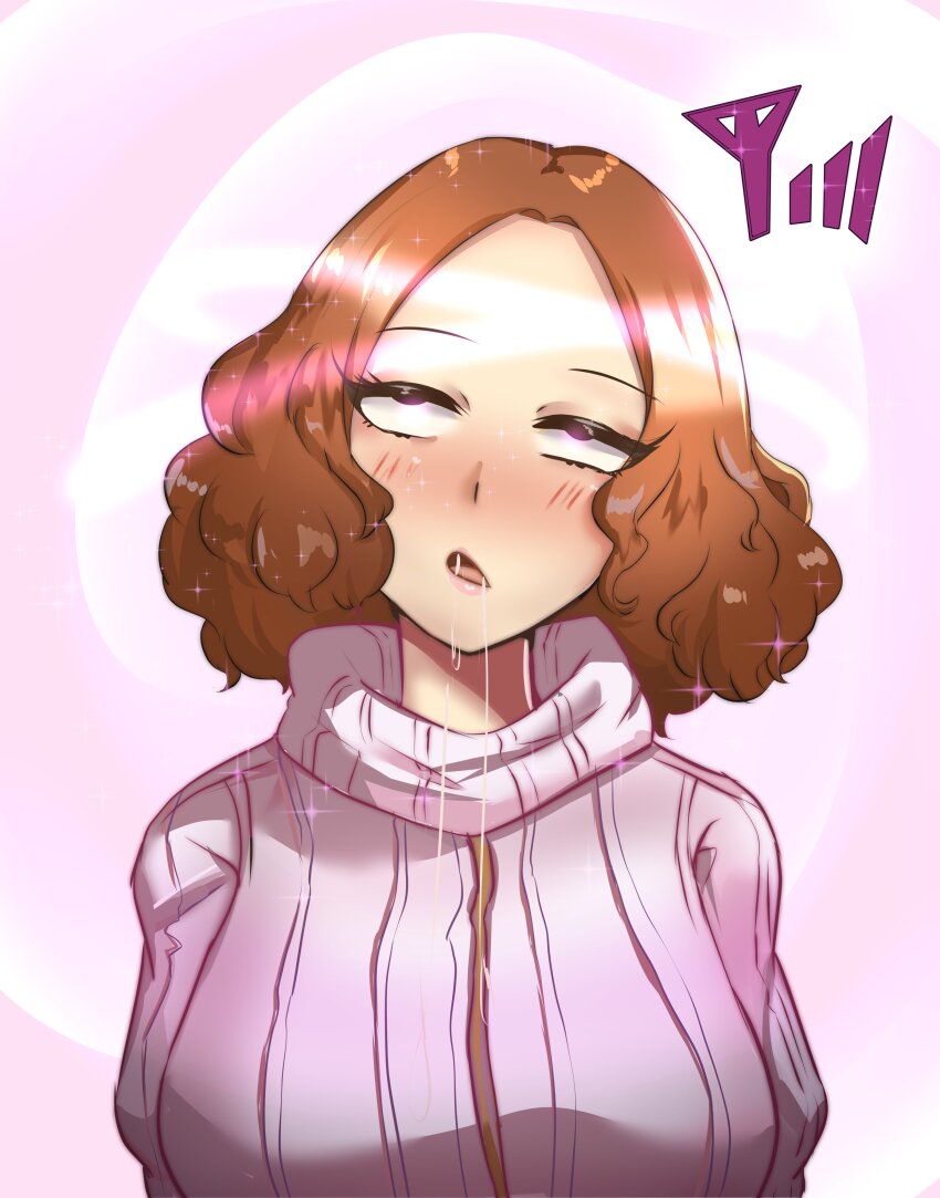 control_indicator dazed drool eye_roll femsub haru_okumura persona_(series) persona_5 smeef sweater