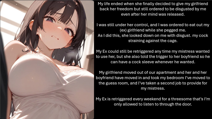 chastity cheating femdom financial_domination licking malesub manip pov_sub ruined_life text trigger