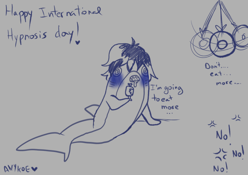 anykoe dialogue fairy happy_trance humor lying pendulum shark_girl signature sketch spiral_eyes text