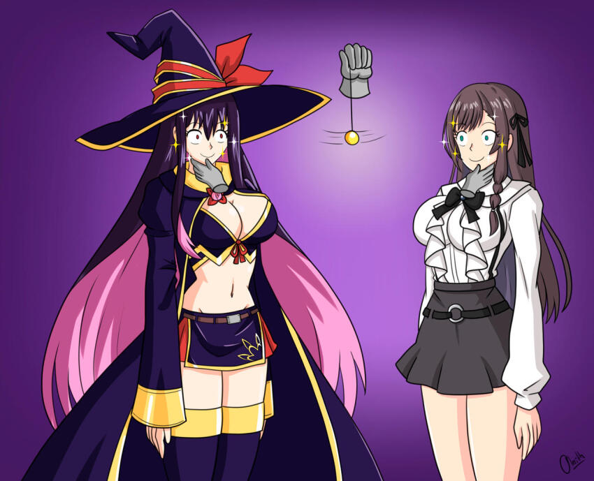 alerith alina_clover brown_hair empty_eyes girumasu happy_trance large_breasts long_hair pendulum purple_hair the_red_ranger_becomes_an_adventurer_in_another_world witch_hat yihdra_arvoln