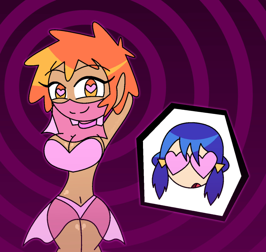 aged_up blue_eyes choker cleavage crop_top dancer dawn eyebrows_visible_through_hair female_only female_pov femdom femsub gradient_background harem_outfit heart_eyes hypnoscream love lovey-dovey_lingerie navel open_mouth orange_hair panties pokemon pokemon_(anime) pokemon_diamond_pearl_and_platinum pov_sub purple_background ring_background seductive_smile see-through shiny_skin skirt smirk symbol_in_eyes tan_skin thick_thighs thighs veil yuri zoey_(pokemon)