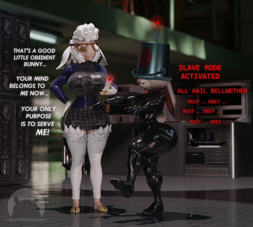 3d animal_ears antenna bucket_helmet bunny_girl dawn_bellwether disney furry glasses good_sub_conditioning helmet hypnotic_accessory judy_hopps latex mantra non-human_feet remote_control sheep_girl tail tech_control text thehypnopotamus watermark zombie_walk zootopia