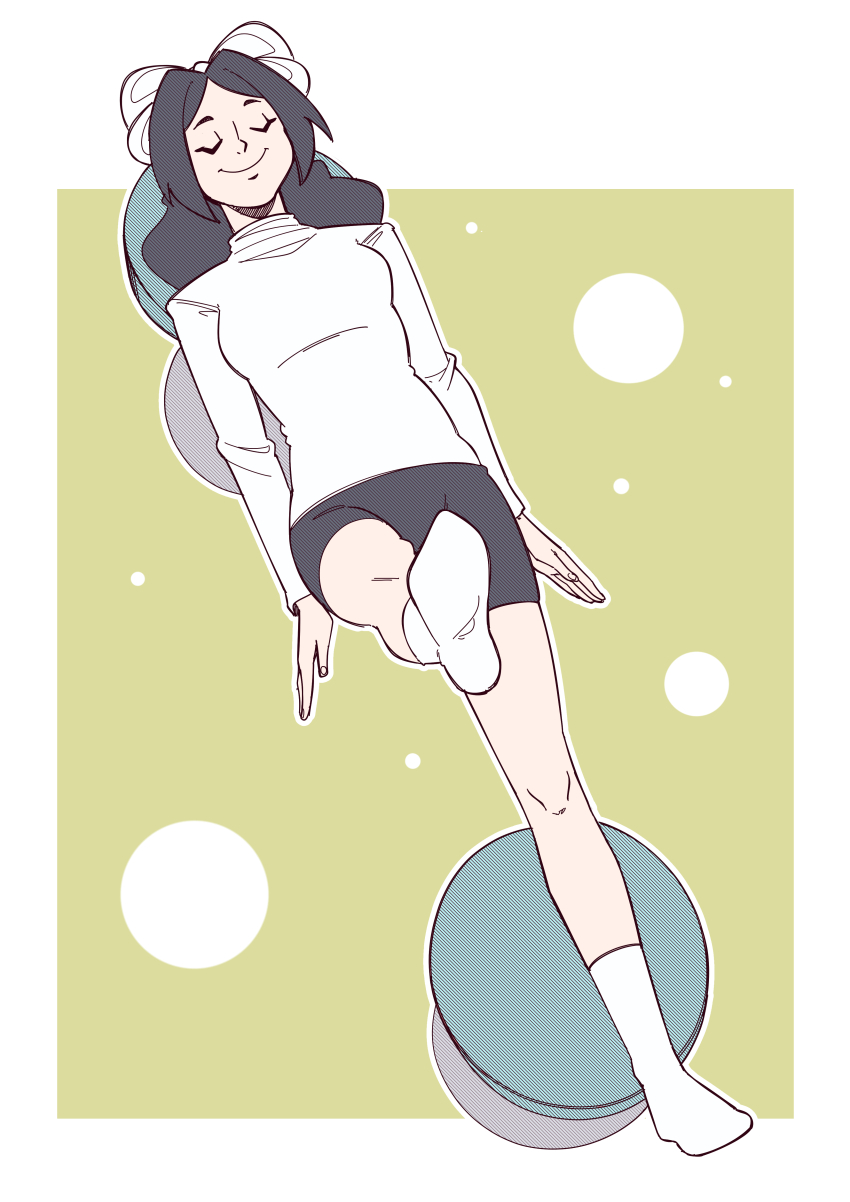 absurdres black_hair breasts catalepsy closed_eyes efalabrino feet female_only femsub hair_ribbon lihua_yu_(mindwipe) long_hair original shorts sleeping socks solo sweater