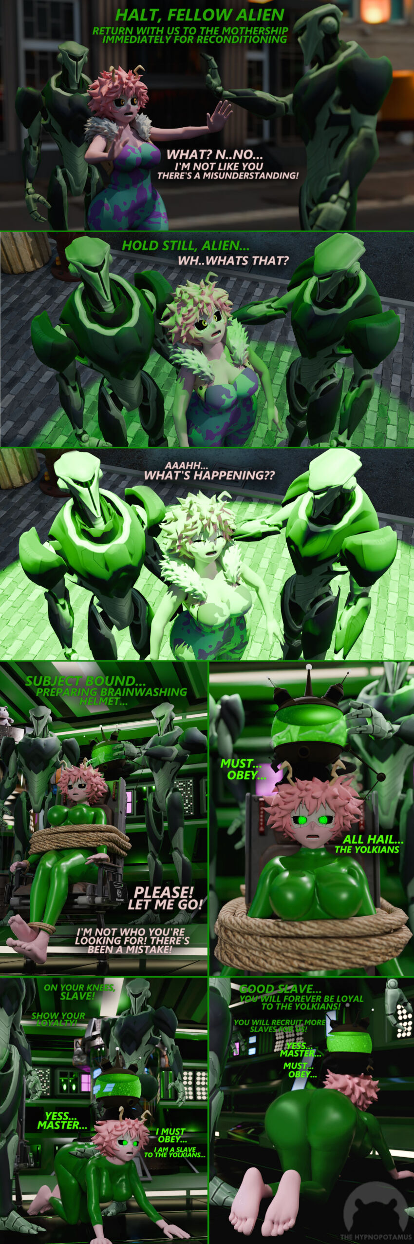 3d ass femsub helmet horns jimmy_neutron_(series) large_breasts mina_ashido my_hero_academia pink_skin tech_control text thehypnopotamus yolkian