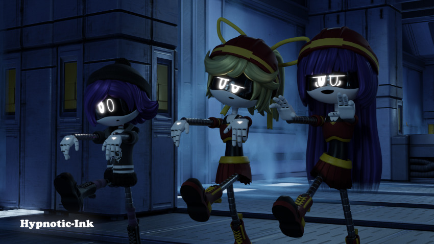 blender blonde_hair doll_(murder_drones) femsub goth hypnotic-ink lizzy_(murder_drones) murder_drones purple_hair robot_girl uzi_doorman whitewash_eyes zombie_walk