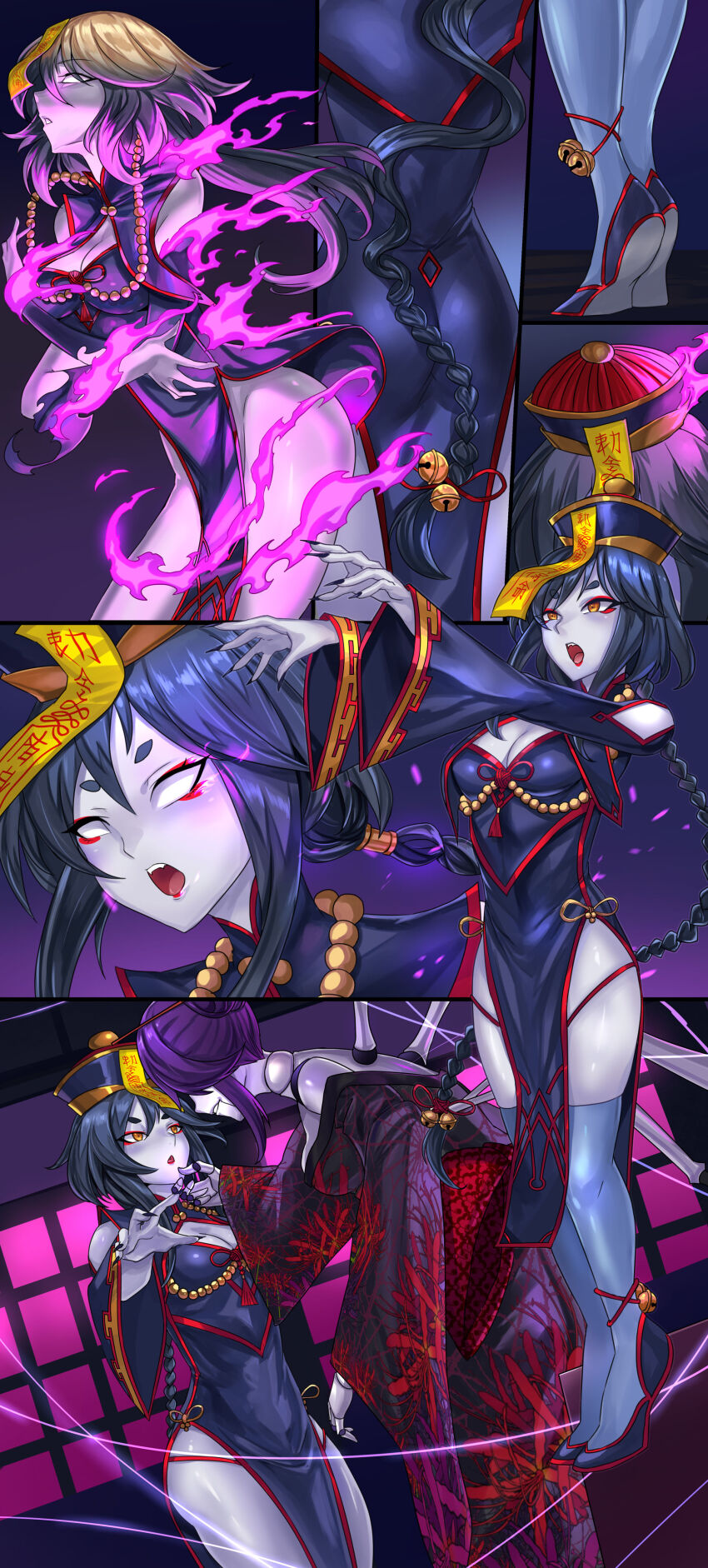 alternate_color_scheme alternate_costume alternate_hair_color alternate_hairstyle ass ass_focus aura bare_legs blonde_hair blue_hair breasts character_request chin_hold cleavage cleavage_cutout copyright_request corruption doll dollification evil_smile eye_color_change eyeshadow femdom femsub flame grey_skin happy_trance hat hypnotic_magic hypnotized_dom hypnotized_hypnotist ibenz009 jiangshi large_breasts magic makeup malesub monster_girl multicolored_hair nail_polish open_mouth purple_hair short_hair smile spider_girl standing standing_at_attention sub_on_sub talisman thick_thighs thighhighs thighs tiptoes transformation transgender whitewash_eyes yellow_eyes yuri zombie_walk