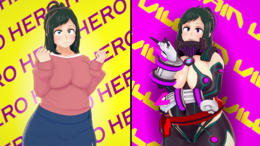 before_and_after black_eyes clothed clothed_exposure corruption enemy_conversion female_only femsub green_hair inko_midoriya milf my_hero_academia pengi13 pink_eyes short_hair solo