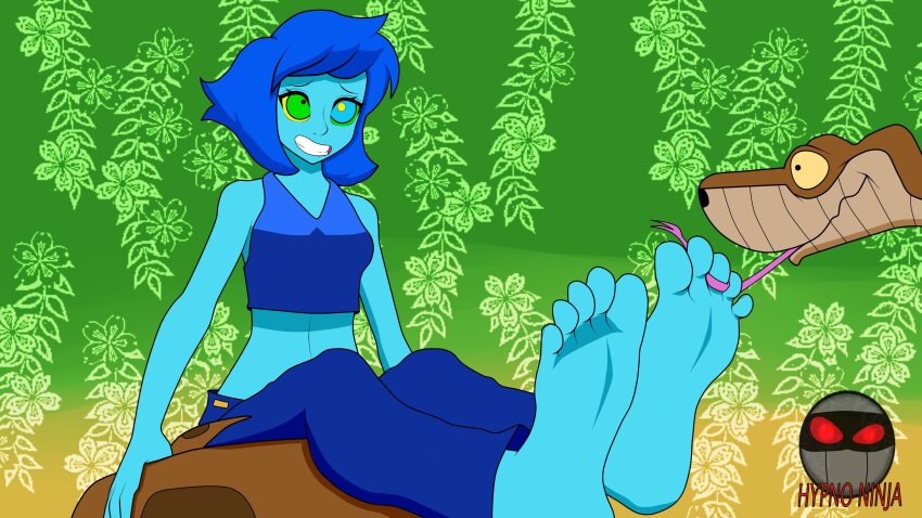 blue_hair blue_skin disney feet femsub foot_licking happy_trance hypno_ninja kaa kaa_eyes lapis_lazuli snake steven_universe the_jungle_book tickling