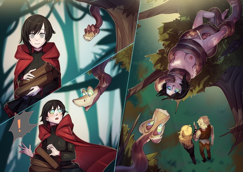 black_hair breasts disney femsub grey_eyes kaa kaa_eyes lairreverenteboladepelos nipples non-human_penis nude oral ruby_rose rwby short_hair snake taiyang_xiao_long the_jungle_book vaginal yang_xiao_long