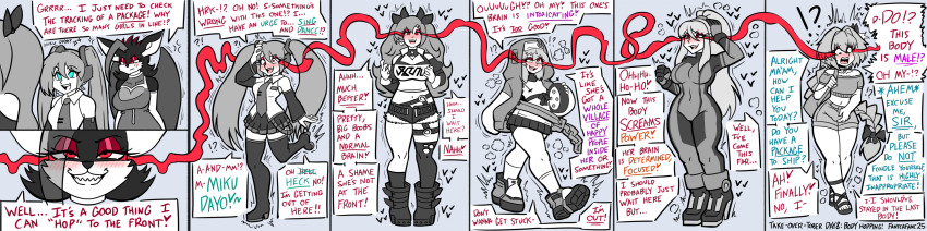 astolfo_(fate/grand_order) blush bodysuit bridget_(guilty_gear) bulge character_request comic copyright_request dialogue fanterfane fate/grand_order fate_(series) femdom greyscale guilty_gear hair_ribbon hand_on_head high_heels long_hair malesub metroid_(series) miku_hatsune multiple_girls multiple_subs navel nintendo ponytail possession red_eyes samus_aran thighhighs transfem transgender_identity vocaloid