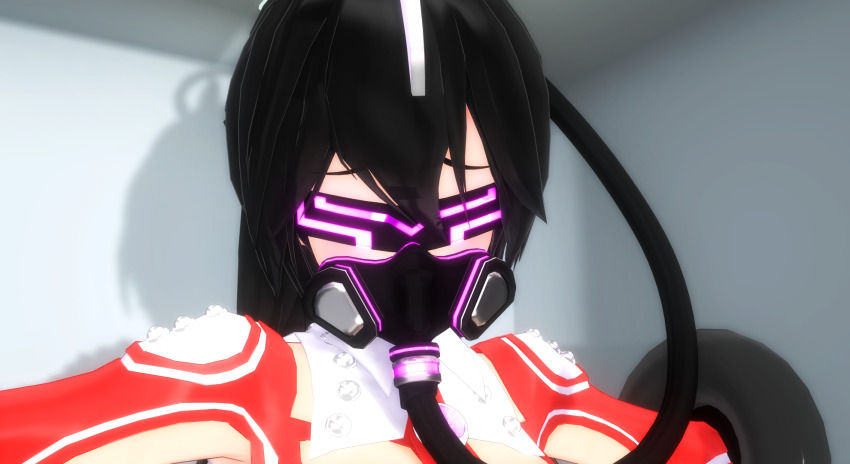 3d bangs black_hair collar corruption donotleed drugged female_only femsub force_feeding genderswap hypnotic_drug hypnotic_gas long_hair mmd original oxygen_mask personification restrained solo tech_control ultraman visor