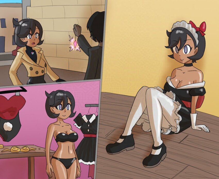 black_hair emma_(pokemon) femsub maid mythkaz nintendo pokemon pokemon_legends_z-a tagme