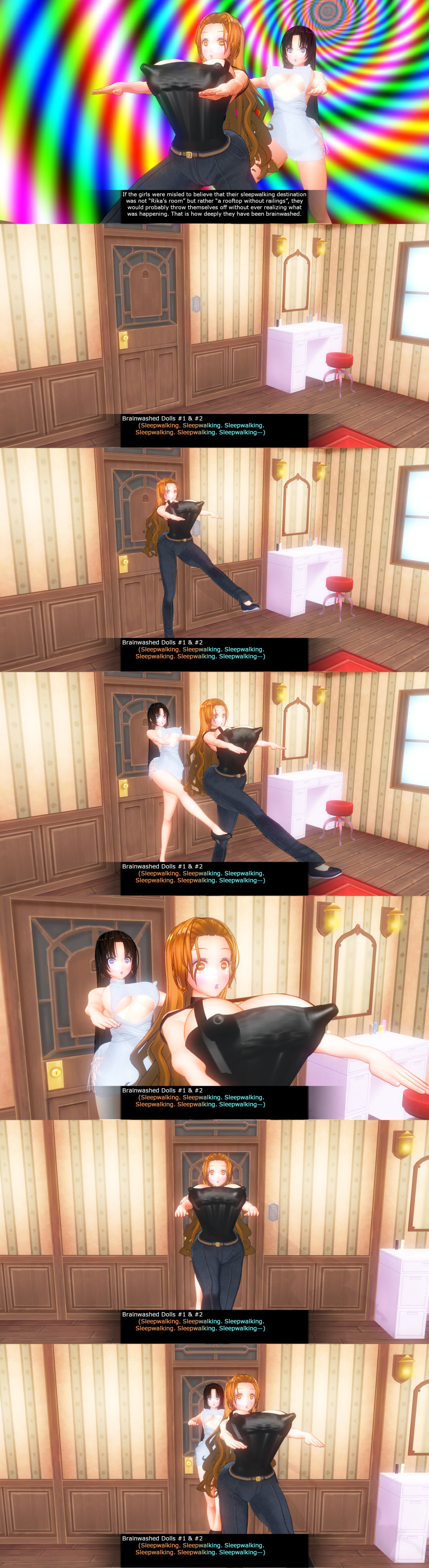 3d absurdres black_hair brown_hair custom_maid_3d_2 female_only femsub hard_translated huge_breasts izumi_(made_to_order) kamen_writer_mc long_hair multiple_girls multiple_subs rika_(made_to_order) sequence translated