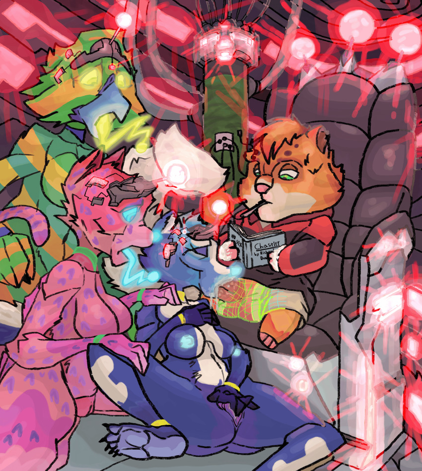 absurdres antenna bare_legs barefoot bird_girl blue_eyes body_control book breasts cat_girl chair character_request cleavage copyright_request drone dronification feet fellatio femsub fingering furry glowing glowing_eyes green_eyes harem helmet humor legs maledom masturbation open_mouth sitting skunk_girl smagadoodle spread_legs tail tech_control yellow_eyes