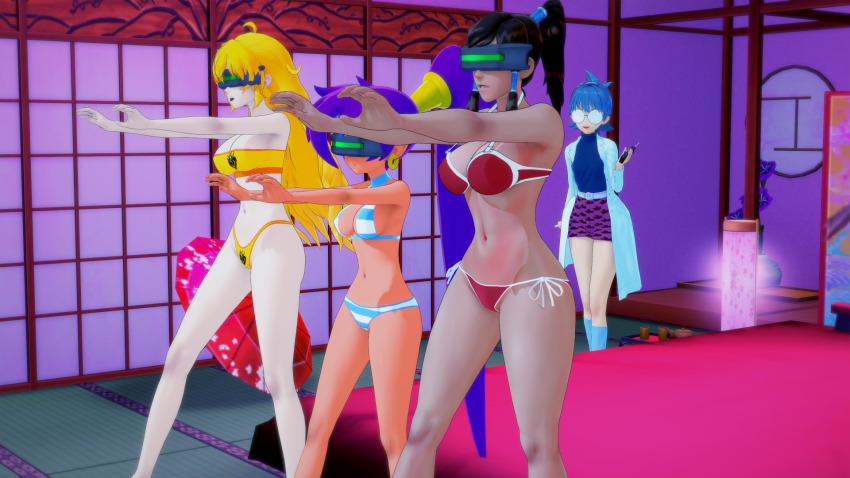 3d avatar_the_last_airbender bikini black_hair blonde_hair blue_hair character_request dark_skin femdom femsub koikatsu! korra legend_of_korra limrogers long_hair multiple_girls multiple_subs ponytail purple_hair rwby shantae shantae_(series) swimsuit tech_control visor yang_xiao_long zombie_walk
