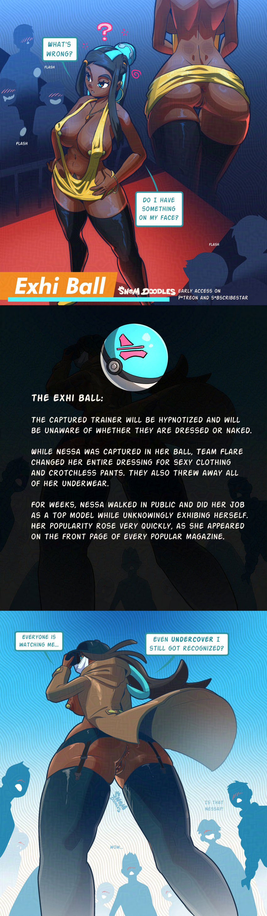 exhibitionism femsub nessa_(pokemon) nintendo pokemon pokemon_sword_and_shield snomdoodles tagme unaware