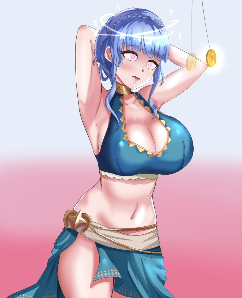 blue_hair drool female_only femsub fire_emblem fire_emblem_three_houses large_breasts marianne_von_edmund midriff nintendo shrunken_irises smeef