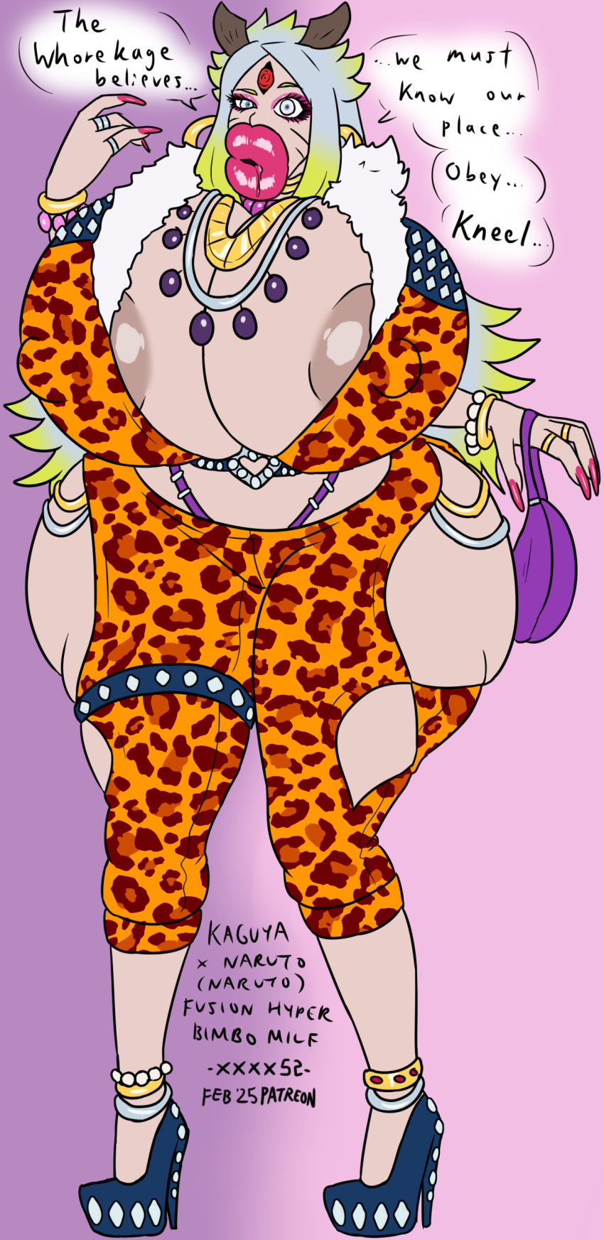 bimbofication enemy_conversion female_only femsub fusion genderswap huge_ass huge_breasts hyper_breasts kaguya_ootsutsuki large_lips leopard_print mantra naruko naruto_(series) naruto_uzumaki thick_thighs transformation transgender wide_hips xxxx52