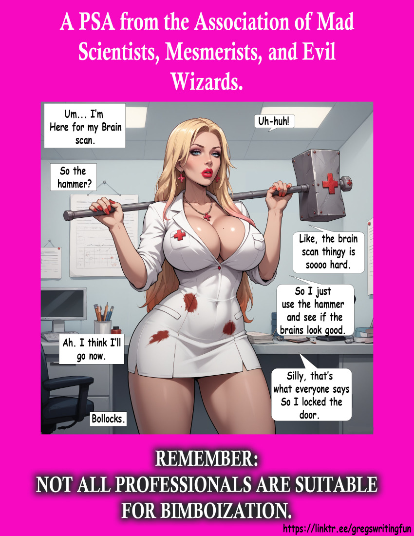 ai_art bimbofication caption doctor huge_breasts uniform