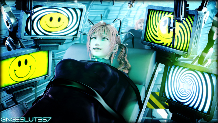 3d belt black_hair blonde_hair bondage drool electricity empty_eyes eye_roll eyes_held_open femsub final_fantasy final_fantasy_xiii happy_helmet happy_trance happysack hypnotic_screen latex lightning_farron lobotomy multiple_girls multiple_subs peril progress_indicator restrained rubber serah_farron smile source_filmmaker surgery sweat tagme tech_control unhappy_trance xxxgingeslut357xxx